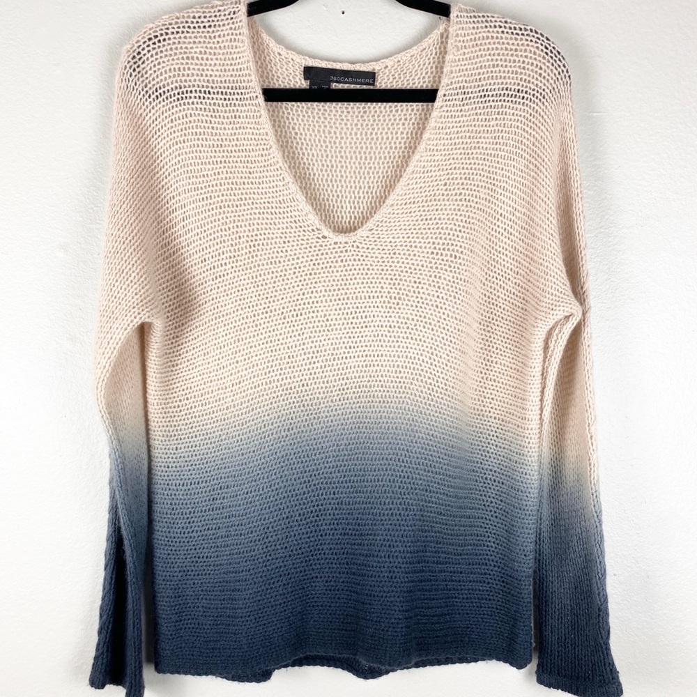 360 CASHMERE Pink & Gray Larkin Dip Dye Sweater XS